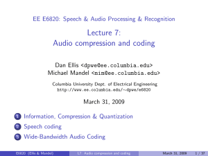 Lecture 7: Audio compression and coding