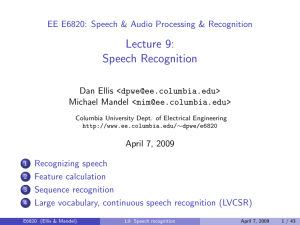 Lecture 9: Speech Recognition