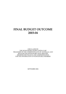 FINAL BUDGET OUTCOME 2003-04