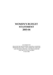 WOMEN’S BUDGET STATEMENT 2003-04