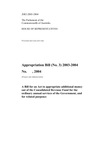 Appropriation Bill (No. 3) 2003-2004