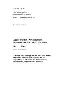 Appropriation (Parliamentary Departments) Bill (No. 2) 2003-2004