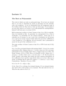 Lecture 11 The Rest on Polynomials
