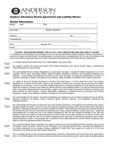 Outdoor Adventure Rental Agreement and Liability Waiver Renter Information