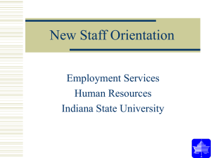 New Staff Orientation Employment Services Human Resources Indiana State University
