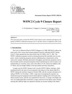 WFPC2 Cycle 9 Closure Report