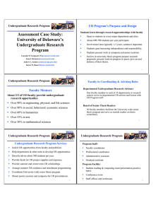 Assessment Case Study: University of Delaware’s Undergraduate Research UD Program’s Purpose and Design