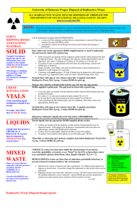 University of Delaware Proper Disposal of Radioactive Waste