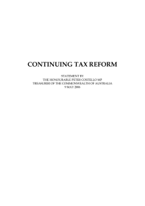 CONTINUING TAX REFORM STATEMENT BY THE HONOURABLE PETER COSTELLO MP
