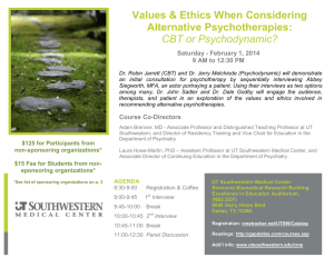 Values &amp; Ethics When Considering Alternative Psychotherapies: CBT or Psychodynamic?