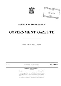 GOVERNMENT GAZETTE I REPUBLIC OF SOUTH AFRICA No. 20853