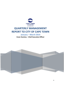 QUARTERLY MANAGEMENT REPORT TO CITY OF CAPE TOWN January – March 2014