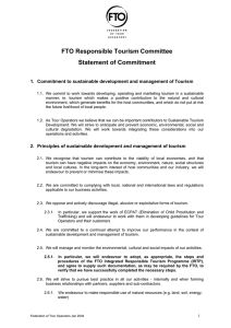 FTO Responsible Tourism Committee Statement of Commitment