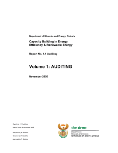 Volume 1: AUDITING Capacity Building in Energy Efficiency &amp; Renewable Energy