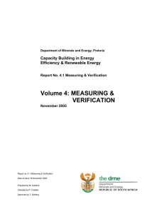 Volume 4: MEASURING &amp; VERIFICATION Capacity Building in Energy Efficiency &amp; Renewable Energy