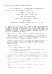 NO. 85 OF 1993: OCCUPATIONAL HEALTH AND SAFETY ACT