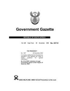 Government Gazette No. 24112 REPUBLIC OF SOUTH AFRICA