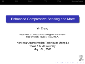 Enhanced Compressive Sensing and More Yin Zhang Nonlinear Approximation Techniques Using L1