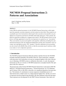 NICMOS Proposal Instructions 2: Patterns and Associations