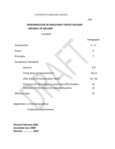 REMUNERATION OF INSOLVENCY OFFICE HOLDERS  - REPUBLIC OF IRELAND Contents