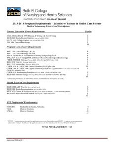 2013-2014 Program Requirements – Bachelor of Science in Health Care...