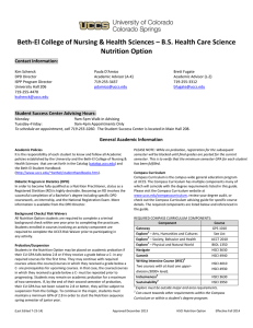 Beth-El College of Nursing &amp; Health Sciences – B.S. Health... Nutrition Option Contact Information: