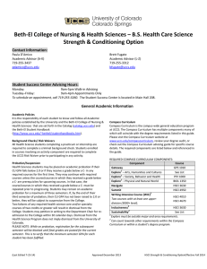 Beth-El College of Nursing &amp; Health Sciences – B.S. Health... Strength &amp; Conditioning Option