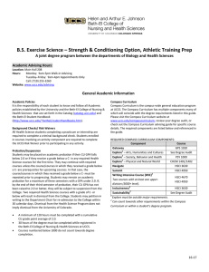 B.S. Exercise Science – Strength &amp; Conditioning Option, Athletic Training...