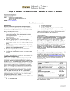 College of Business and Administration - Bachelor of Science in... Academic Advising Hours: General Academic Information