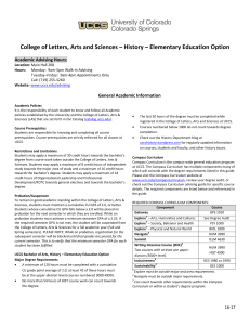 College of Letters, Arts and Sciences – History – Elementary... Academic Advising Hours: General Academic Information