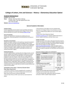 College of Letters, Arts and Sciences – History – Elementary... Academic Advising Hours: General Academic Information