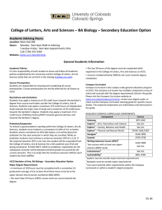 College of Letters, Arts and Sciences – BA Biology –... Academic Advising Hours: General Academic Information
