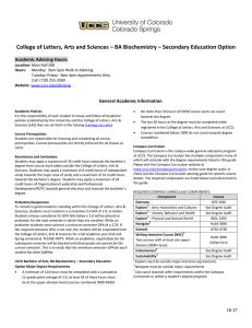 College of Letters, Arts and Sciences – BA Biochemistry –... Academic Advising Hours: General Academic Information