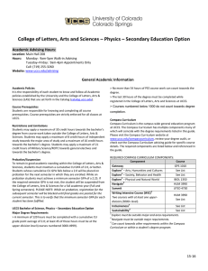 College of Letters, Arts and Sciences – Physics – Secondary... Academic Advising Hours: General Academic Information