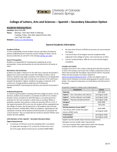 College of Letters, Arts and Sciences – Spanish – Secondary... Academic Advising Hours: General Academic Information
