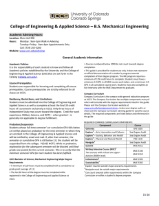 College of Engineering &amp; Applied Science – B.S. Mechanical Engineering