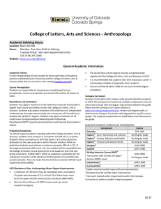 College of Letters, Arts and Sciences - Anthropology Academic Advising Hours: