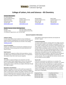 College of Letters, Arts and Sciences – BS Chemistry Contact Information: