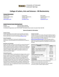 College of Letters, Arts and Sciences – BS Biochemistry Contact Information: