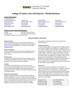 College of Letters, Arts and Sciences – BS Biochemistry Contact Information: