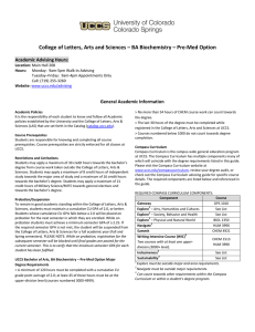 College of Letters, Arts and Sciences – BA Biochemistry –... Academic Advising Hours: General Academic Information