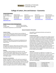 College of Letters, Arts and Sciences – Economics Contact Information: