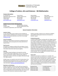 College of Letters, Arts and Sciences – BA Mathematics Contact Information: