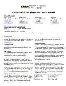 College of Letters, Arts and Sciences – BS Mathematics Contact Information: