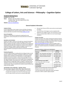 College of Letters, Arts and Sciences – Philosophy – Cognition... Academic Advising Hours: General Academic Information