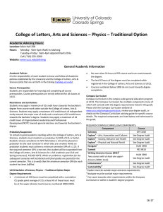 College of Letters, Arts and Sciences – Physics – Traditional... Academic Advising Hours: General Academic Information