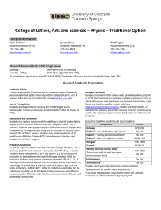 College of Letters, Arts and Sciences – Physics – Traditional... Contact Information: