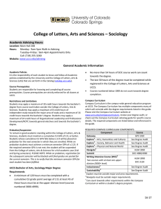 College of Letters, Arts and Sciences – Sociology Academic Advising Hours: