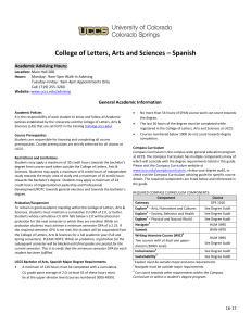 College of Letters, Arts and Sciences – Spanish Academic Advising Hours: