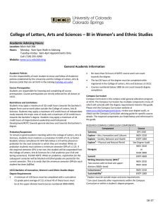 College of Letters, Arts and Sciences – BI in Women’s... Academic Advising Hours: General Academic Information